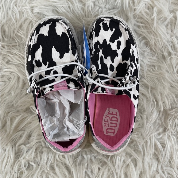 HEY DUDE Wendy Youth Cowgirl Sparkle Black & White Slip On Shoes Size 13c NEW - Picture 7 of 16